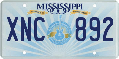 MS license plate XNC892