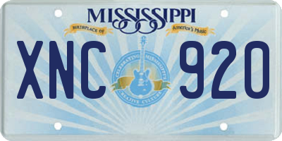 MS license plate XNC920