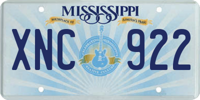 MS license plate XNC922