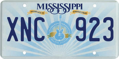 MS license plate XNC923