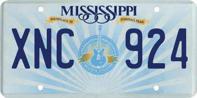MS license plate XNC924