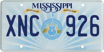MS license plate XNC926