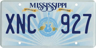 MS license plate XNC927