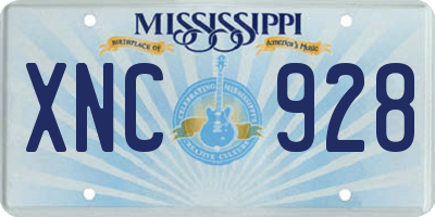 MS license plate XNC928