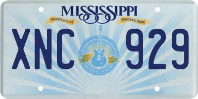 MS license plate XNC929