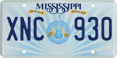 MS license plate XNC930
