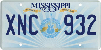 MS license plate XNC932