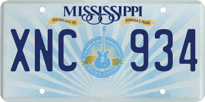 MS license plate XNC934
