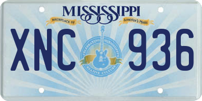 MS license plate XNC936