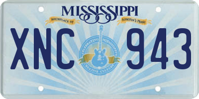 MS license plate XNC943