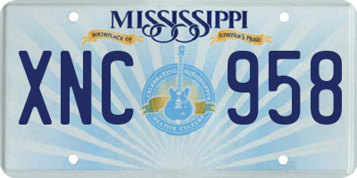 MS license plate XNC958