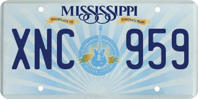 MS license plate XNC959