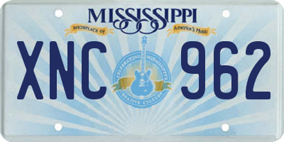 MS license plate XNC962