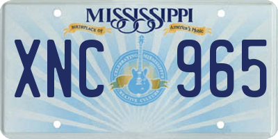 MS license plate XNC965