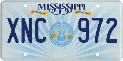 MS license plate XNC972