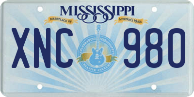 MS license plate XNC980