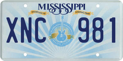 MS license plate XNC981