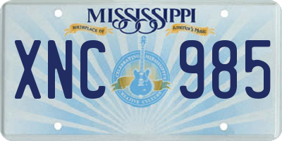 MS license plate XNC985
