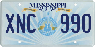 MS license plate XNC990