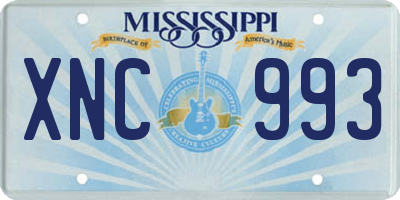 MS license plate XNC993
