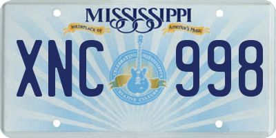 MS license plate XNC998