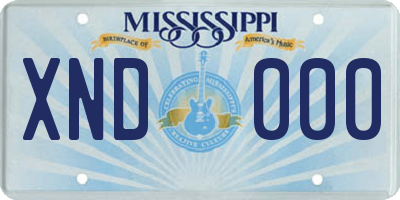 MS license plate XND000