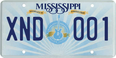 MS license plate XND001