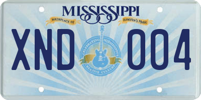 MS license plate XND004