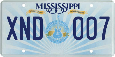 MS license plate XND007