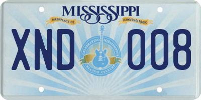 MS license plate XND008