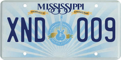 MS license plate XND009
