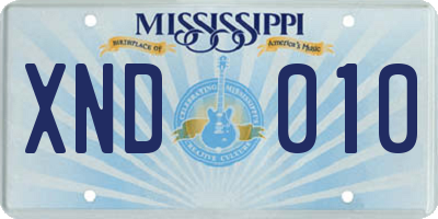 MS license plate XND010
