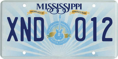 MS license plate XND012