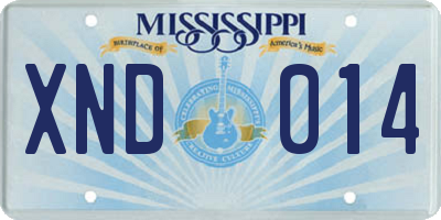 MS license plate XND014