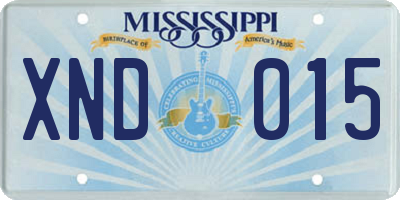 MS license plate XND015
