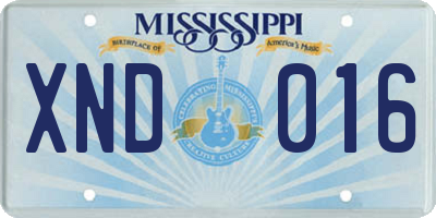 MS license plate XND016