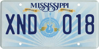 MS license plate XND018