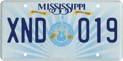MS license plate XND019
