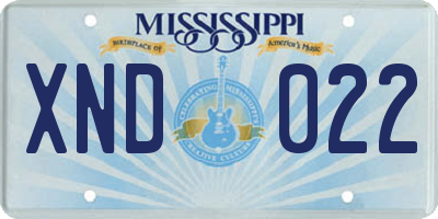 MS license plate XND022