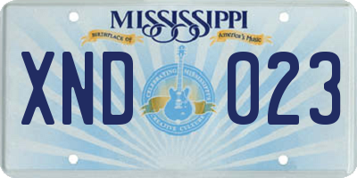 MS license plate XND023
