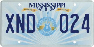 MS license plate XND024