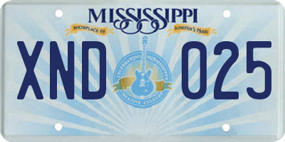 MS license plate XND025