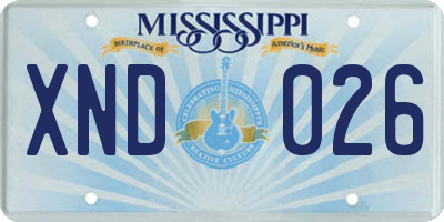 MS license plate XND026