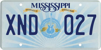MS license plate XND027