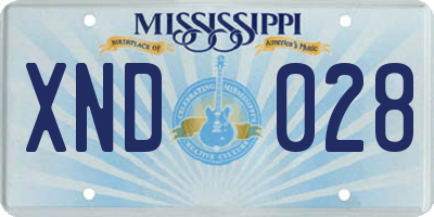 MS license plate XND028