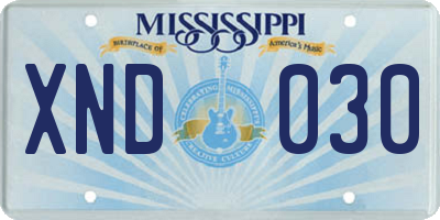 MS license plate XND030