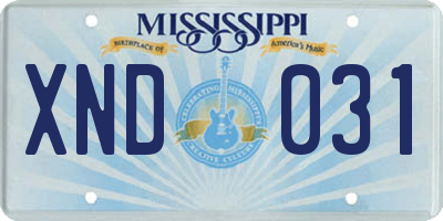 MS license plate XND031