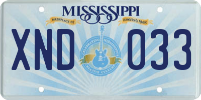 MS license plate XND033
