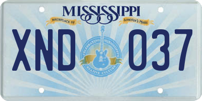 MS license plate XND037