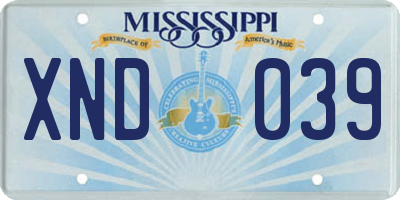 MS license plate XND039